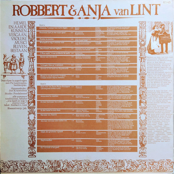 Robbert & Anja Van Lint : Hemel En Aarde Kunnen Vergaan, Vrolijke Musici Blijven Bestaan (LP, Album, RE)
