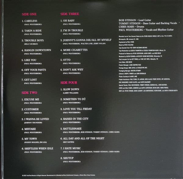 The Replacements : Unsuitable For Airplay - The Lost KFAI Concert (2xLP, RSD, Ltd)