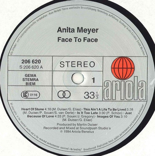 Anita Meyer : Face To Face (LP, Album)