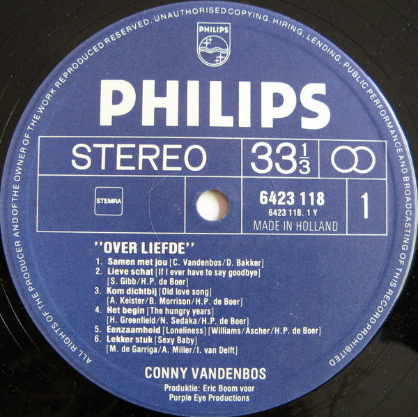 Conny Vandenbos : Over Liefde (LP, Album, Gat)