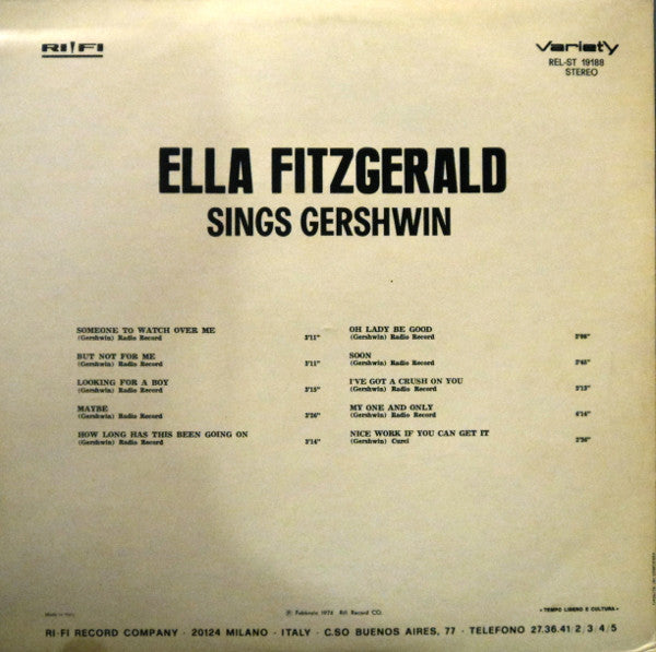 Ella Fitzgerald : Sings Gershwin (LP, Album)