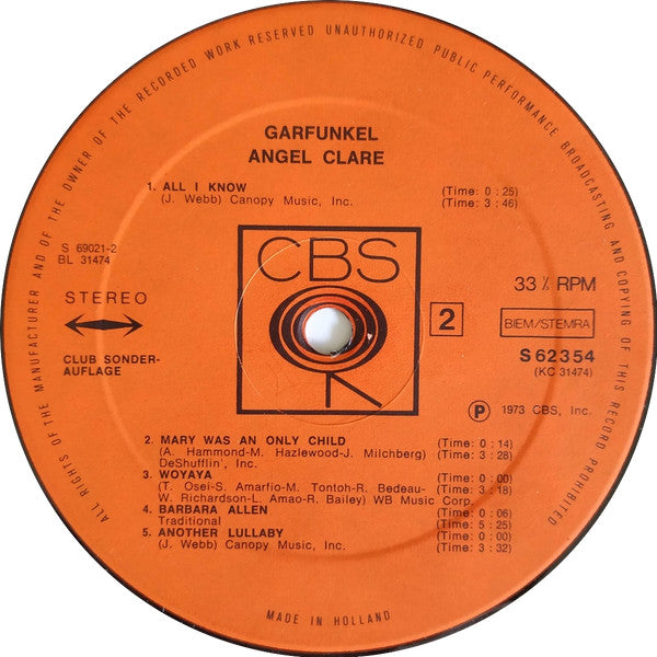 Garfunkel* : Angel Clare (LP, Album, Club)