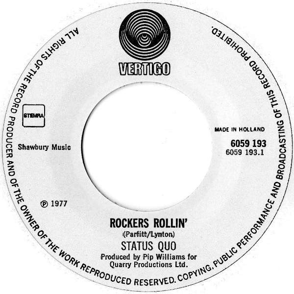 Status Quo : Rockers Rollin' / Hold You Back (7", Single)