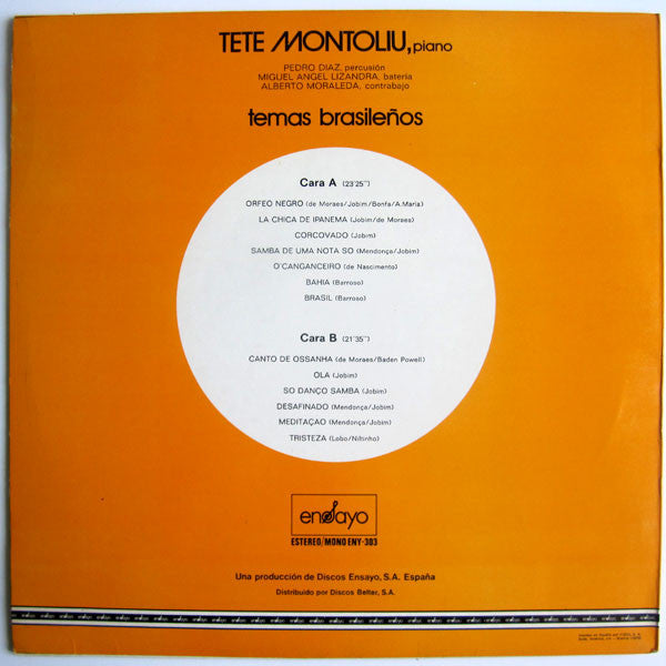 Tete Montoliu : Temas Brasileños (LP, Album)