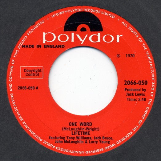 Lifetime* : One Word (7", Single, Mono)