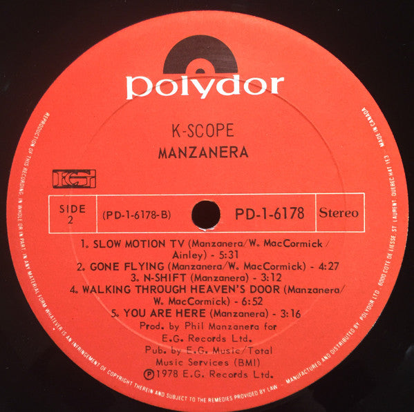 Manzanera* : K-Scope (LP, Album)