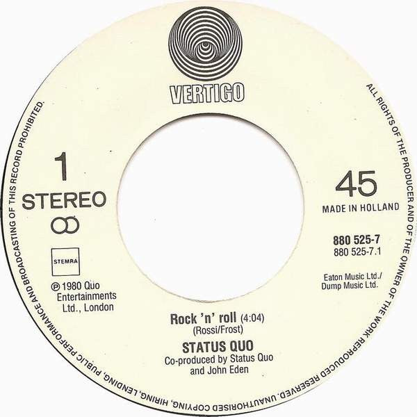 Status Quo : Rock 'N' Roll (7", Single)