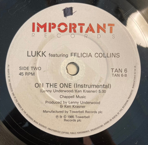 Lukk Featuring Felicia Collins : On The One (7")