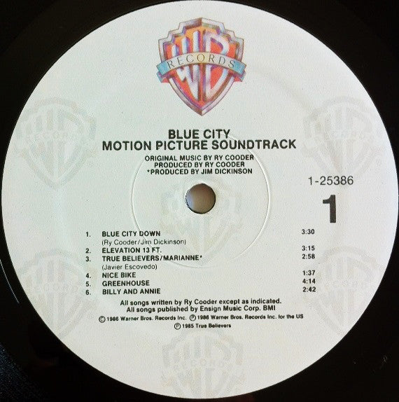 Ry Cooder : Blue City - Motion Picture Soundtrack (LP, Album, Spe)