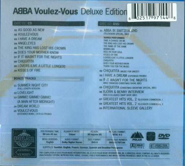ABBA : Voulez-Vous (CD, Album, RE, RM + DVD-V, Mono, NTSC + Dlx)