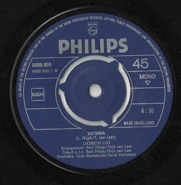 Liesbeth List : Victoria / Terug Bij Jou (7", Single, Mono)