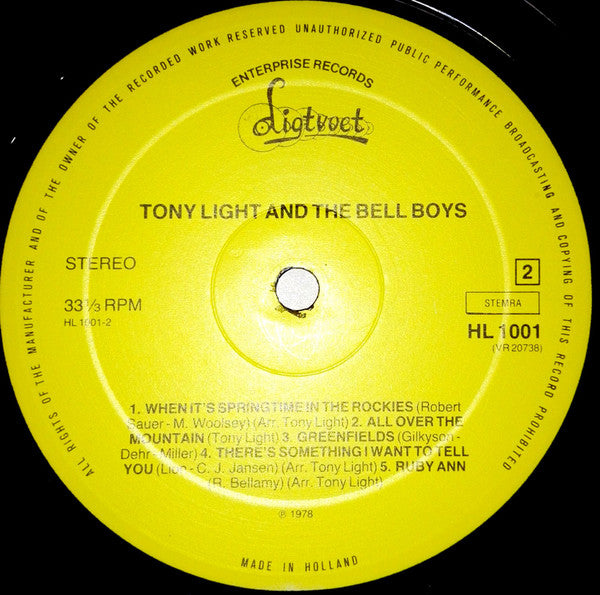 Tony Light And The Bell Boys : Tony Light And The Bell Boys (LP)