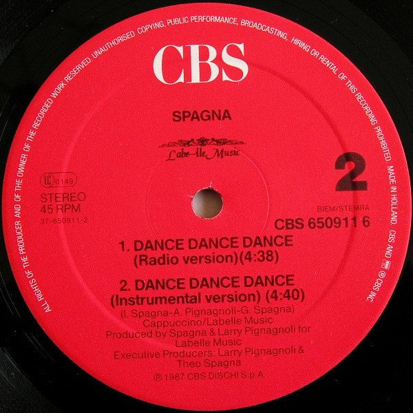 Ivana Spagna : Dance, Dance, Dance (Special Version) (12", Maxi)