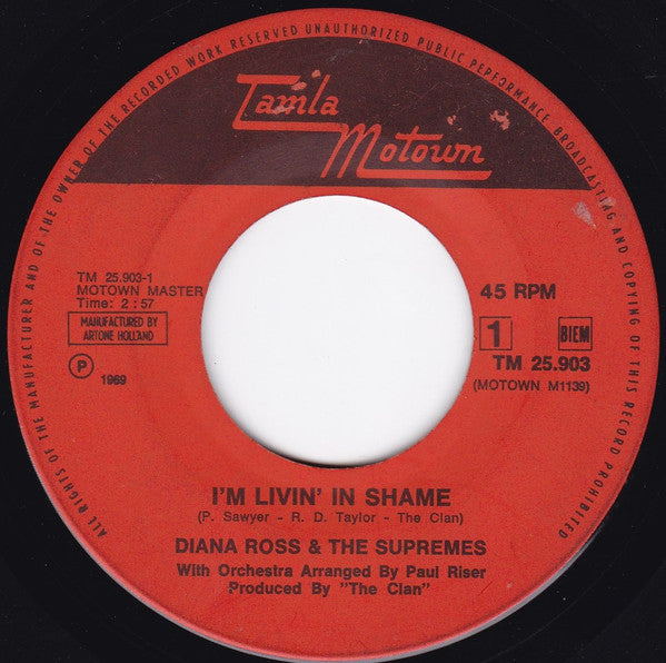 The Supremes : I'm Livin' In Shame (7")