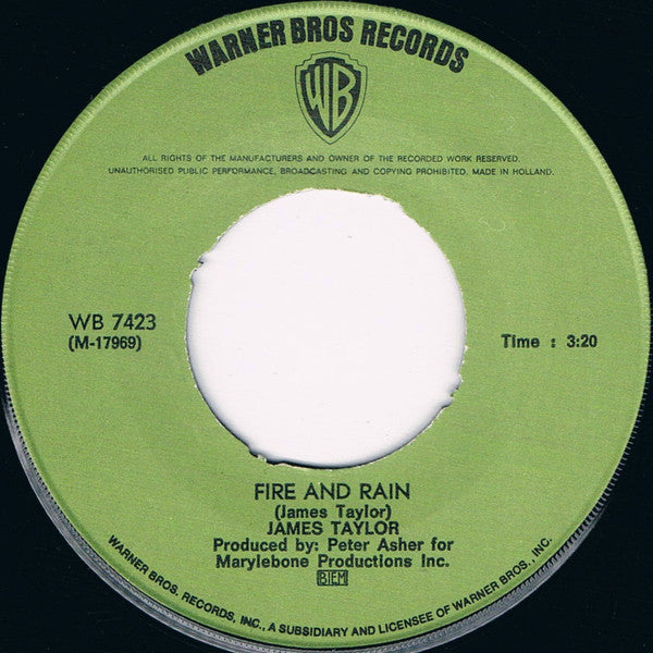 James Taylor (2) : Fire And Rain (7", Single)