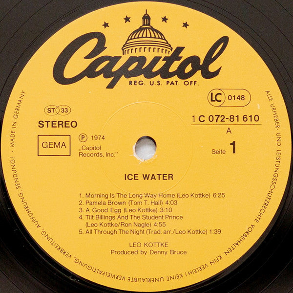 Leo Kottke : Ice Water (LP, Album, RE)