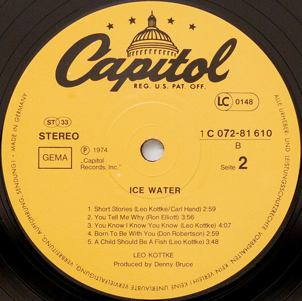Leo Kottke : Ice Water (LP, Album, RE)