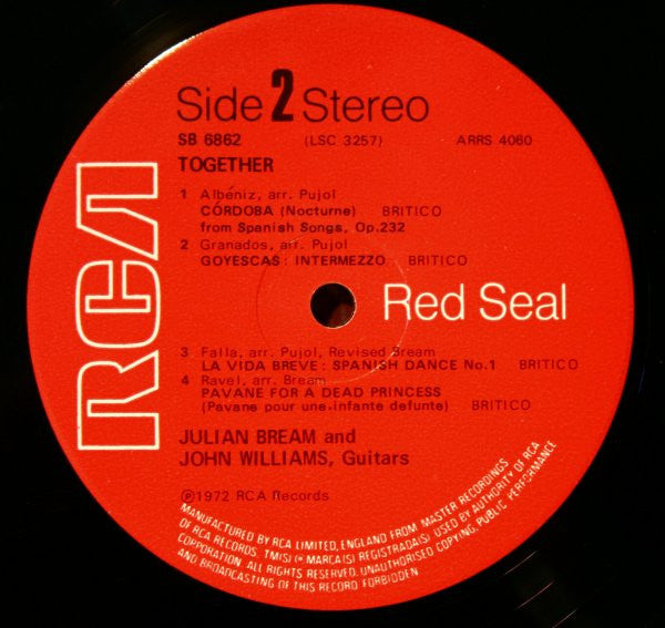 Julian Bream & John Williams (7) : Together (LP, Album, Gat)