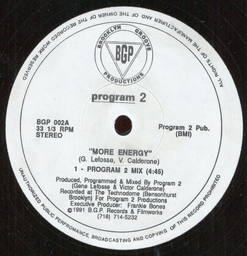 Program 2 : More Energy (12")