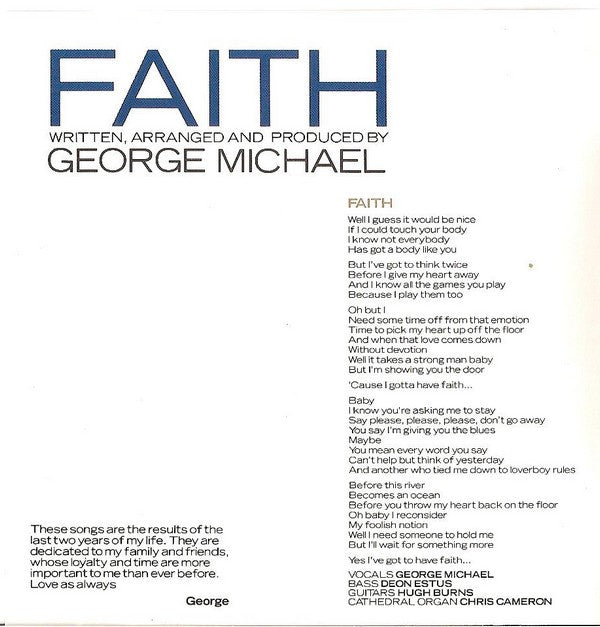 George Michael : Faith (CD, Album, DAD)
