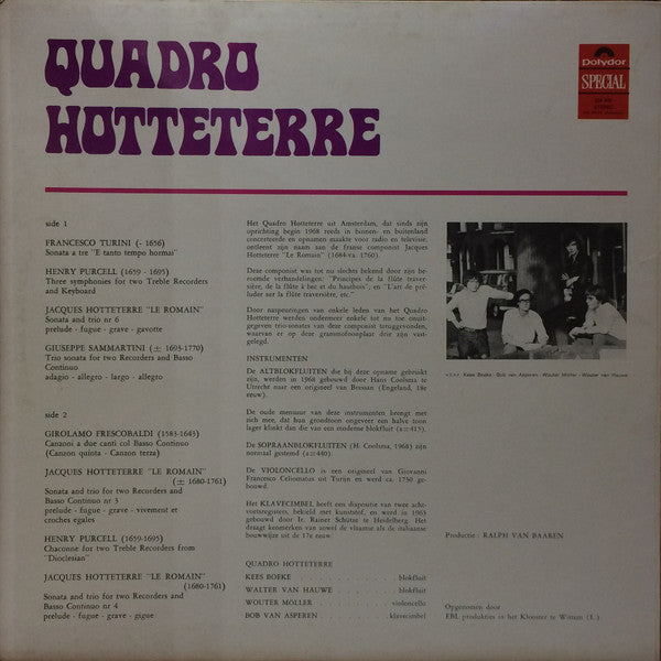 Quadro Hotteterre : Music For Recorders (LP, Album)