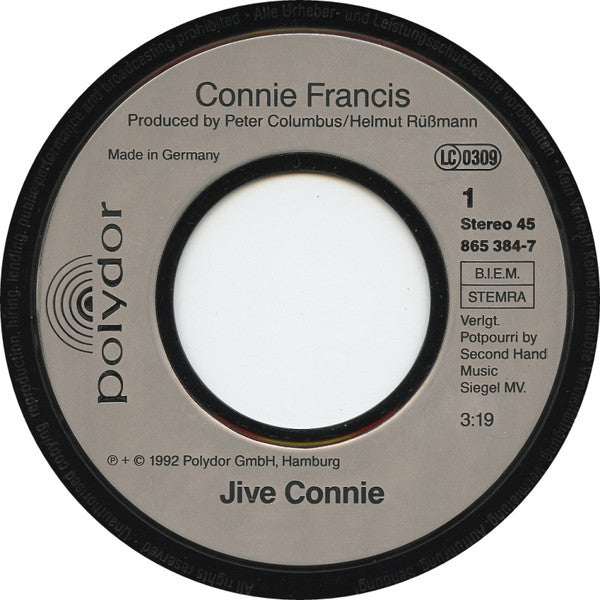 Connie Francis : Jive Connie (7", Single)