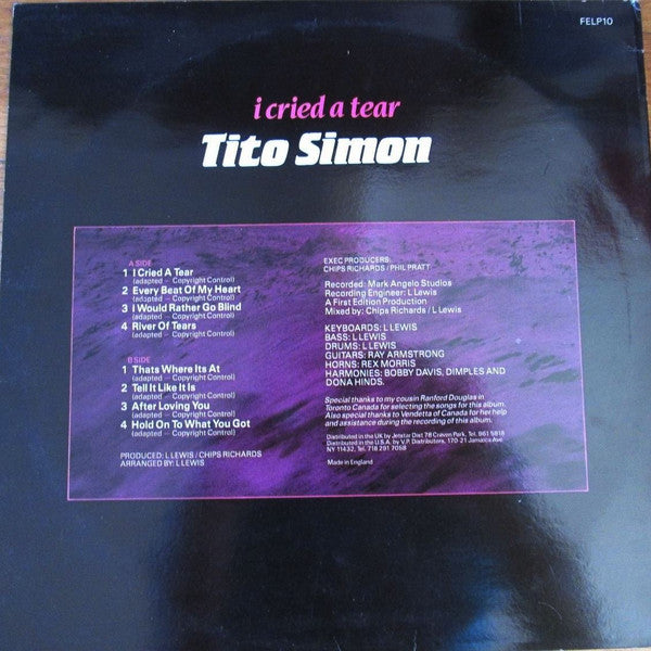 Tito Simon : I Cried A Tear (LP, Album)