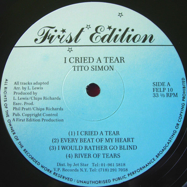 Tito Simon : I Cried A Tear (LP, Album)