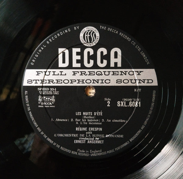 Régine Crespin, Maurice Ravel / Hector Berlioz, L'Orchestre De La Suisse Romande, Ernest Ansermet : Shéhérazade / Nuits D'Été (LP)