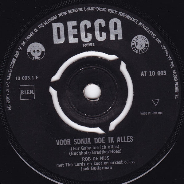 Rob de Nijs : Voor Sonja Doe Ik Alles / Ritme Van De Regen (7", Single)