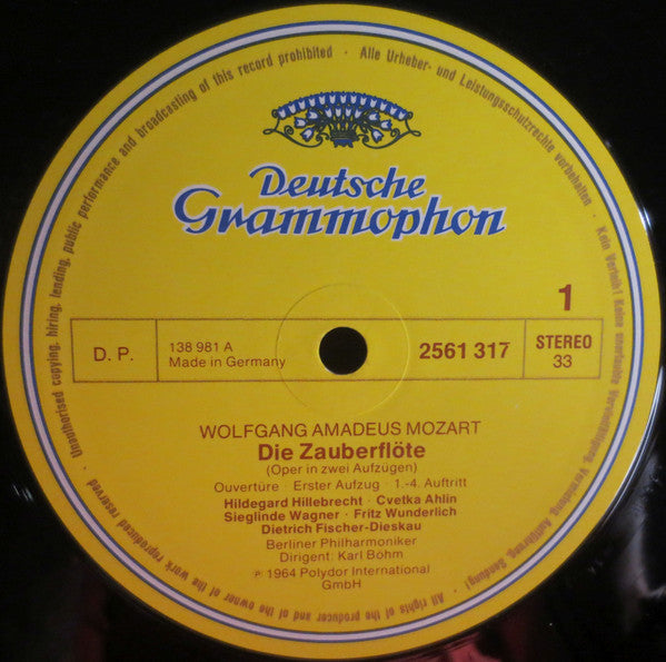 Wolfgang Amadeus Mozart - Karl Böhm Conducts; Evelyn Lear, Roberta Peters, Lisa Otto, Franz Crass, Dietrich Fischer-Dieskau, Hans Hotter, Fritz Wunderlich, RIAS-Kammerchor, Berliner Philharmoniker : Die Zauberflöte (Box, RE + 3xLP)