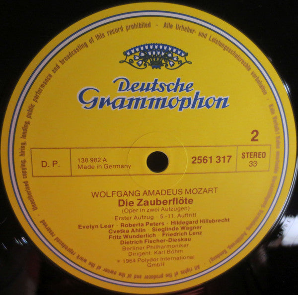 Wolfgang Amadeus Mozart - Karl Böhm Conducts; Evelyn Lear, Roberta Peters, Lisa Otto, Franz Crass, Dietrich Fischer-Dieskau, Hans Hotter, Fritz Wunderlich, RIAS-Kammerchor, Berliner Philharmoniker : Die Zauberflöte (Box, RE + 3xLP)
