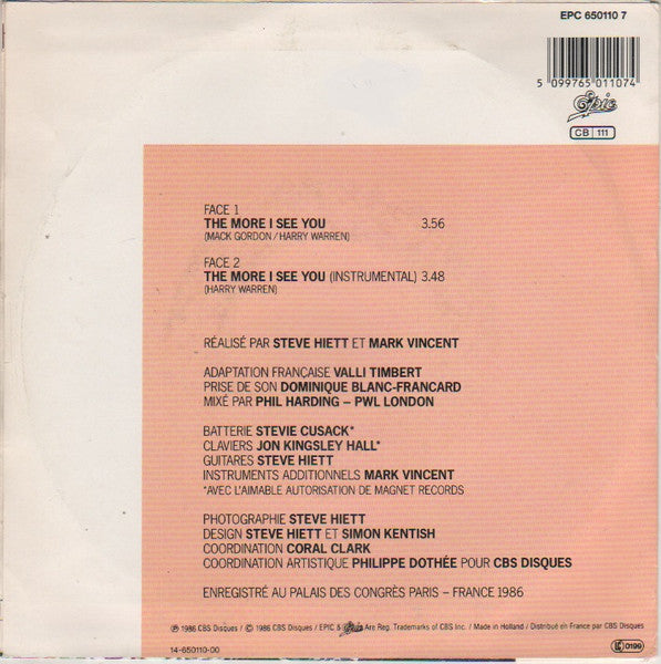 Valli : The More I See You (7", Single)