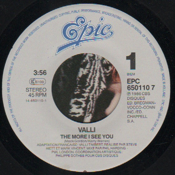 Valli : The More I See You (7", Single)