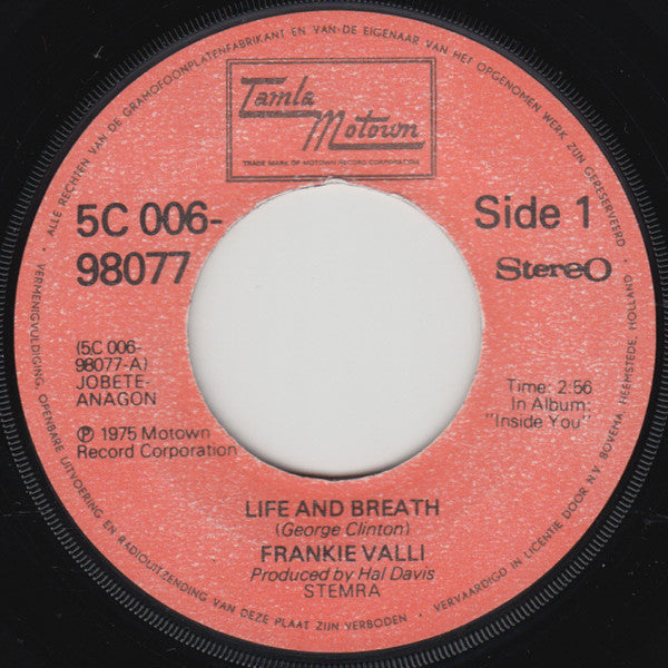Frankie Valli : Life And Breath (7", Single)