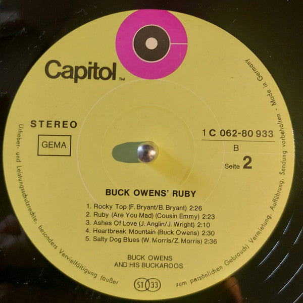 Buck Owens And His Buckaroos : Buck Owens' Ruby (LP, Album)