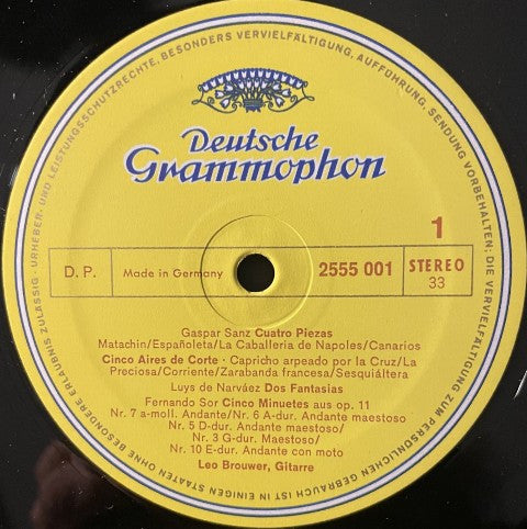 Leo Brouwer, Gaspar Sanz, Luis de Narváez, Fernando Sor, Cornelius Cardew, Hans Werner Henze : Werke Für Gitarre Solo (LP, Album)