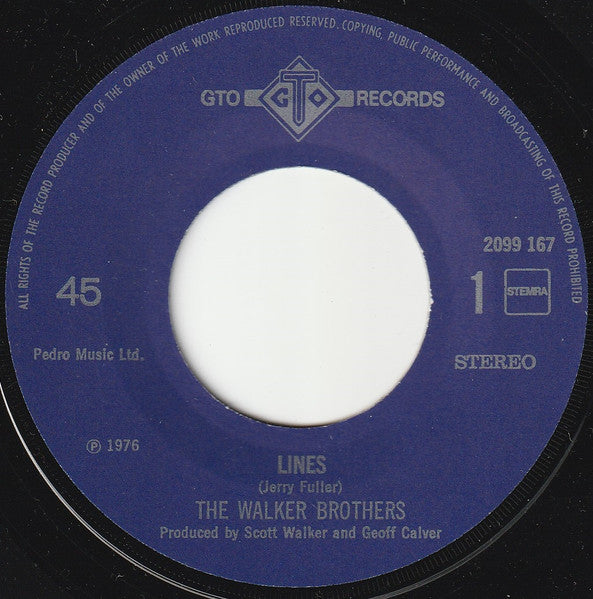 The Walker Brothers : Lines (7", Single)