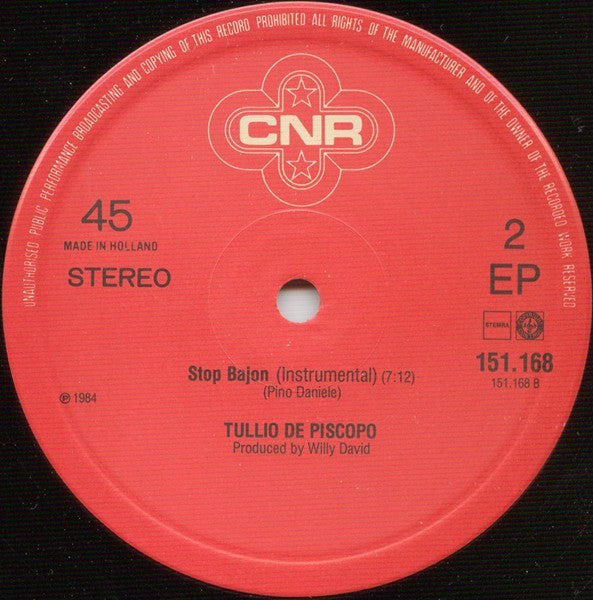 Tullio De Piscopo : Stop Bajon (12", EP, M/Print)