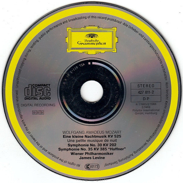 Wolfgang Amadeus Mozart / Wiener Philharmoniker / James Levine (2) : Eine Kleine Nachtmusik, Une Petite Musique De Nuit, Symphonien Nos. 30 & 35 "Hafner" (CD, Album)