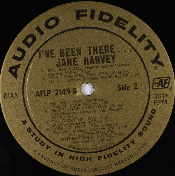 Jane Harvey : I've Been There (LP, Album, Mono)