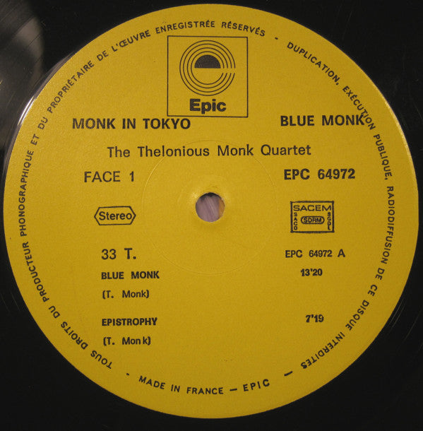The Thelonious Monk Quartet : Blue Monk: Monk In Tokyo (LP)