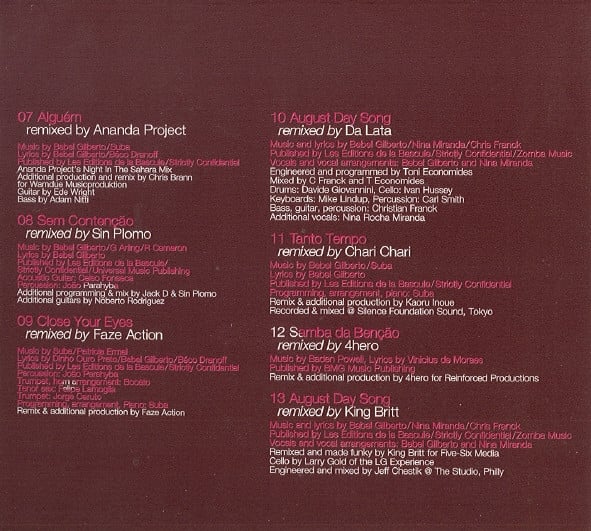 Bebel Gilberto : Tanto Tempo Remixes (CD, Album, Dig)