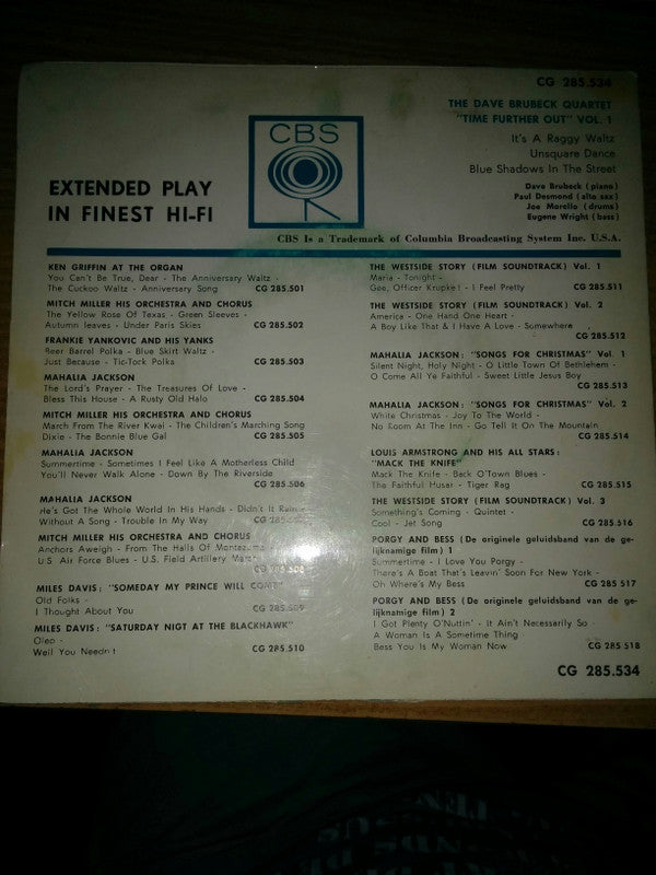 The Dave Brubeck Quartet : Time Further Out Vol. 1 - Miro Reflections (7", RE)