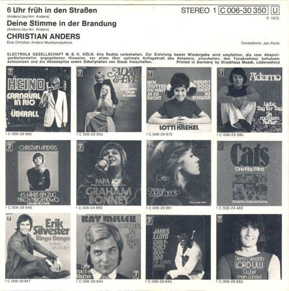 Christian Anders : 6 Uhr Früh In Den Straßen (7", Single)