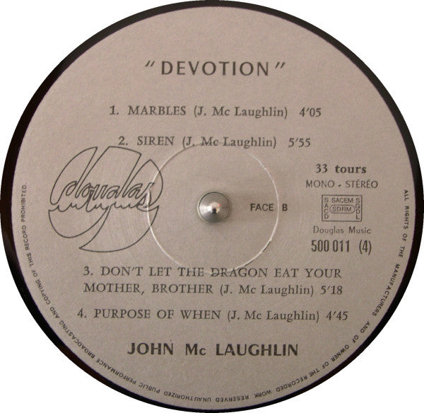 John McLaughlin : Devotion (LP, Album, RE)