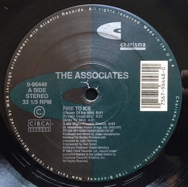 The Associates : Fire To Ice (12", Single)