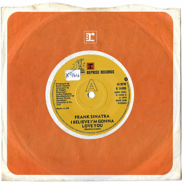 Frank Sinatra : I Believe I'm Gonna Love You (7", Single)