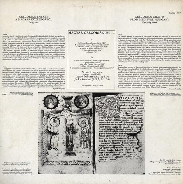 Schola Hungarica : Magyar Gregoriánum 3 (Gregorian Chants From Hungary) (LP)