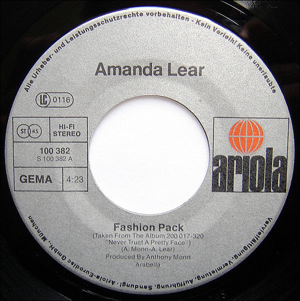 Amanda Lear : Fashion Pack (Studio 54) / Black Holes (7", Single)